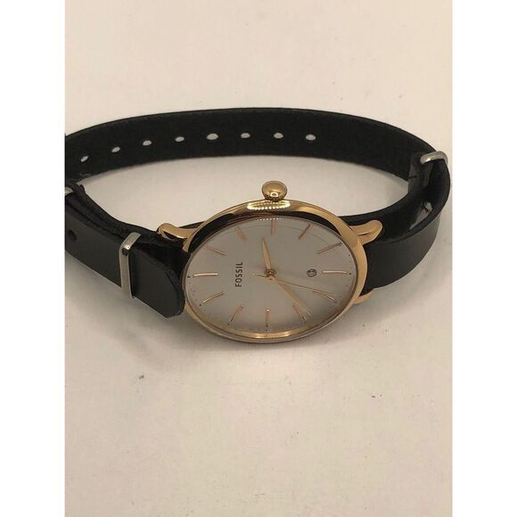 Fossil ES4474 Women's Black Leather Analog White Dial Quartz Wrist Watch OP374 - Picture 7 of 9